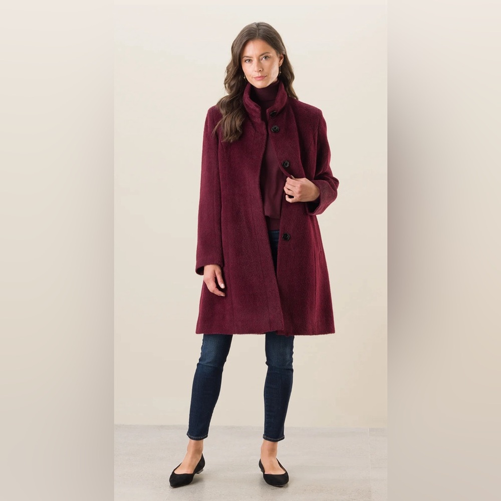 Sofia Cashmere Stand Collar Shaped Alpaca & Wool Blend Coat NWOT Size 14 - Picture 2 of 14